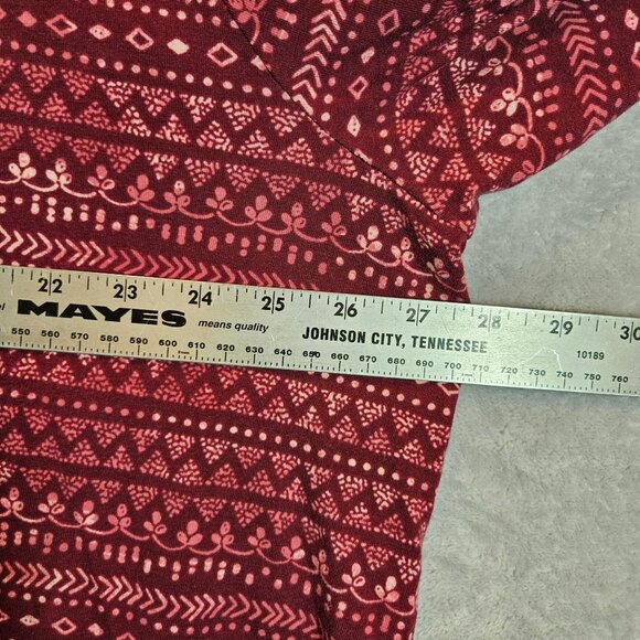 Catherines Womens Long Sleeve Tee Plus Size 2X 22/24W Red Patterned Top stretch - Picture 5 of 11